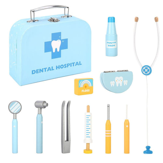 Wooden Dental Hospital Pretend Play Dentist Doctor Toy Medical Tool Kit 3+